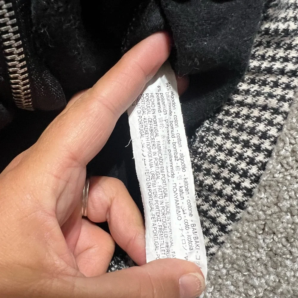 Zara Kids Houndstooth Bomber Jacket Black and White Girls Size 6 *flaw